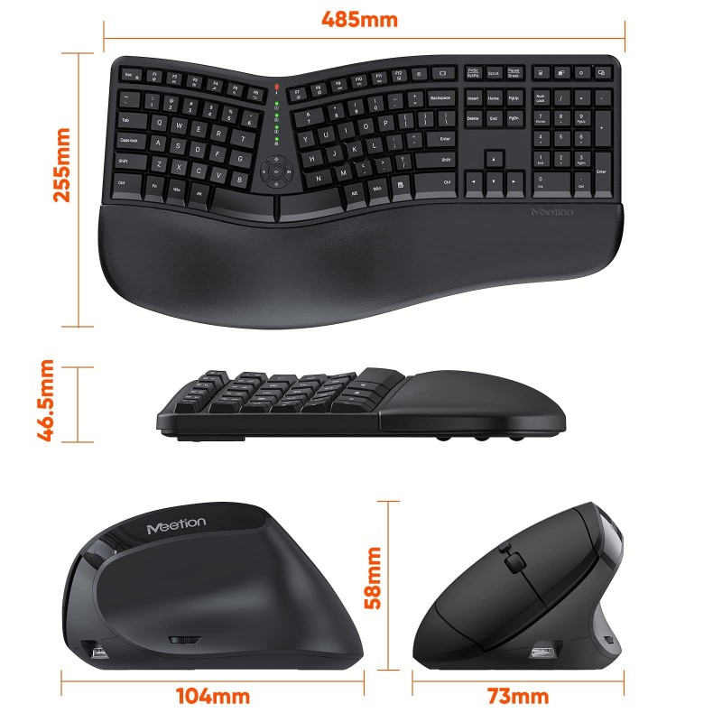 Ergonomisk tastatur og mus sæt